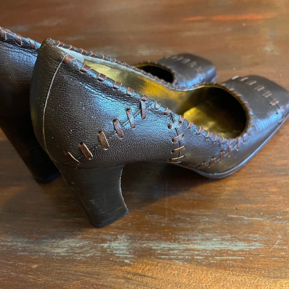 DOLCE & GABBANA Stitched Square Toes Block Heel Women's Shoes Sz 37 / 6.5 US - Picture 6 of 10